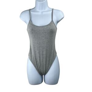 PrettyLittleThing Basic Grey Marl Cotton Sleeveless Scoop Neck Bodysuit 6/M NWT